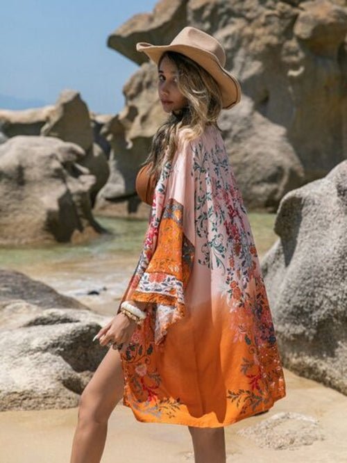 Printed Open Front Long Sleeve Cover - Up - Bela Fils BoutiqueWomen's ClothingBela Fils Boutique